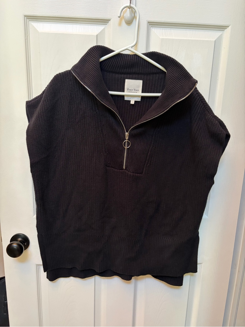 Part Two Slipover Black Quarter-Zip Sweater Vest